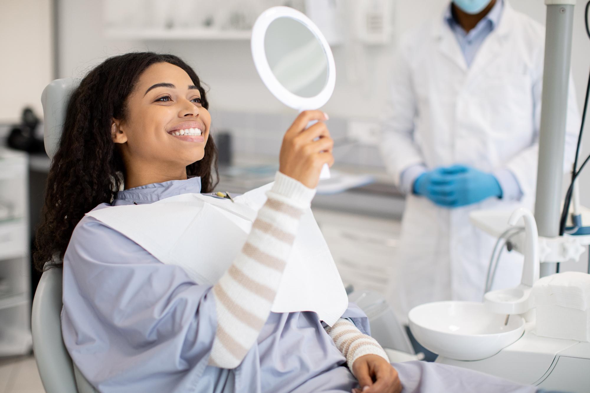 Patient beginning treatment with clear aligners