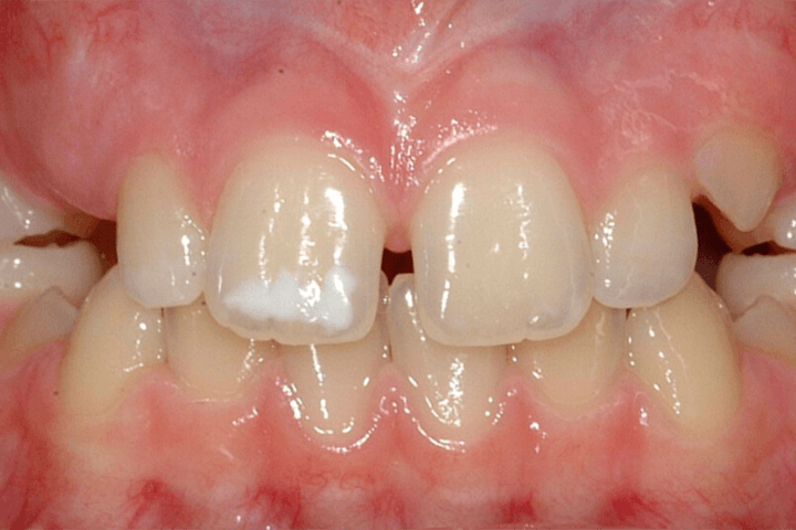 Patient's smile before orthodontic treatment